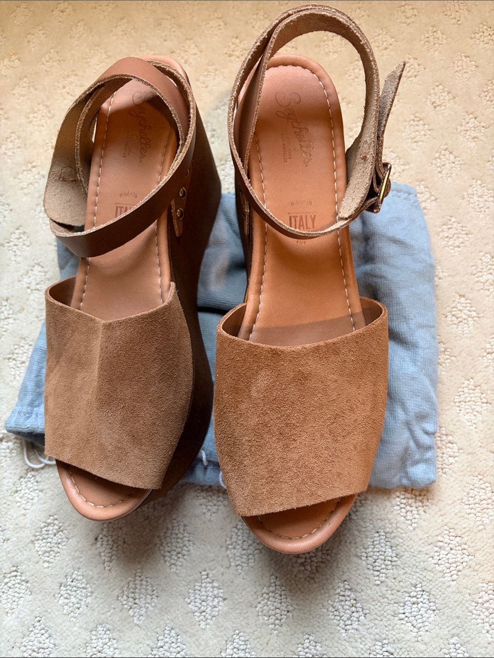 Seychelles suede  Platform Sandals - Brown Wedge Heels